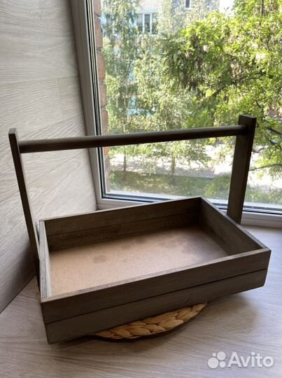 Деревянный ящик кашпо корзинка