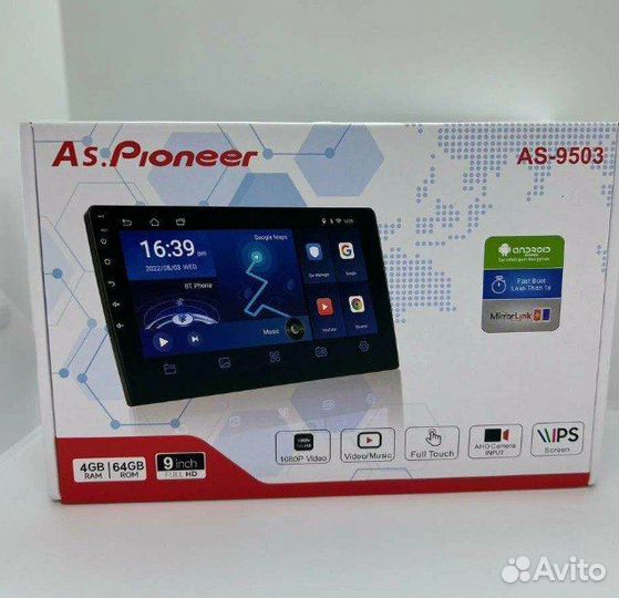 Магнитола 2 din Pioneer 9 дюймов Android 4/64Gb