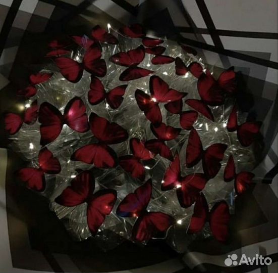 Светящийся букет, букет из бабочек