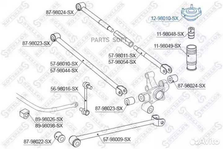 Stellox 1298010SX 12-98010-SX опора амортизатора з