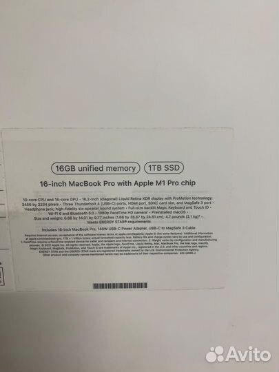 MacBook Pro 16 M1 Pro 2021 16/1TB