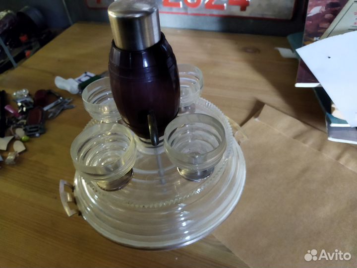 Набор сувенир самовар стаканы СССР пластик
