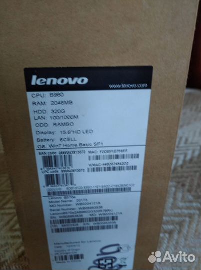 Ноутбук lenovo B570e