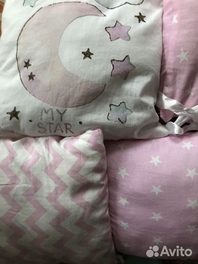 Бортики и балдахин в детскую кроватку для девочки