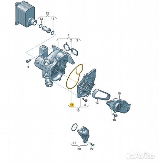 Прокладка корпуса помпы Audi A5 2.0 225 л.с