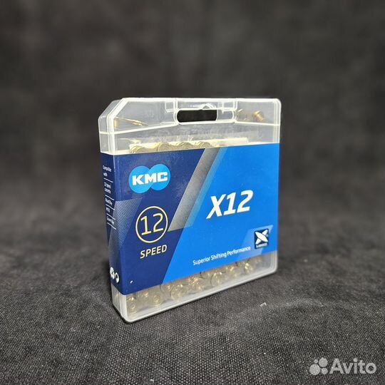 Цепь велосипедная KMC X12 Gold (Ti-n), 12 ск., 126 зв., с замком