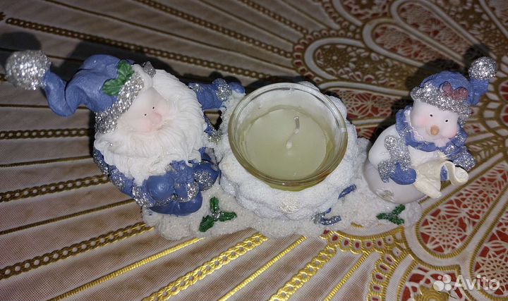 Подсвечник с дедом Морозом и Снеговиком