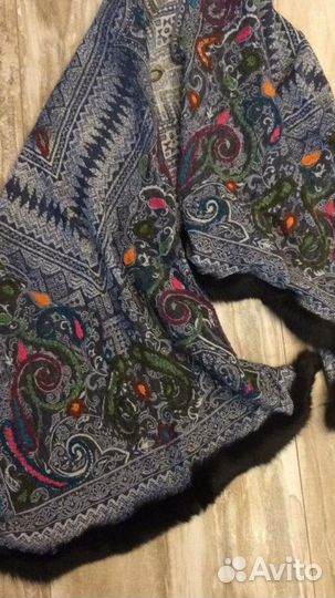 Палантин шерсть с мехом