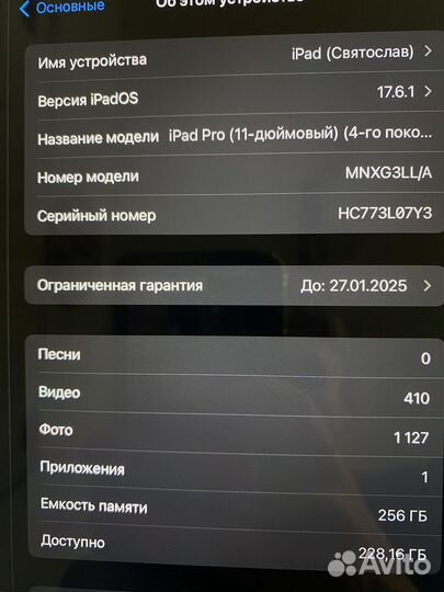 iPad Pro 11 2022 256gb m2 wi fi