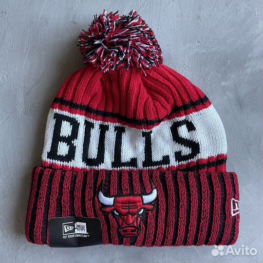 Шапка зимняя Chicago Bulls NBA черно-красная