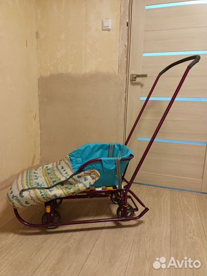 Детские санки с колесами, бу