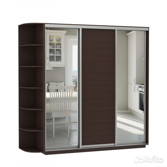 Шкаф купе 2100/2200/600, зеркало-2, венге