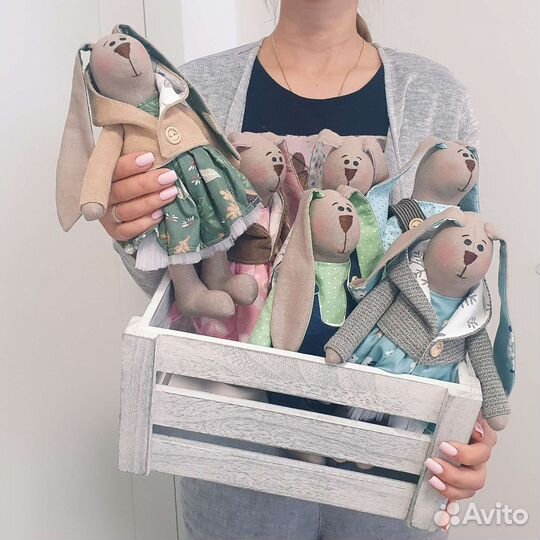 Зайка тильда 25 см ручная работа