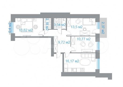 3-к. квартира, 71,8 м², 3/5 эт.
