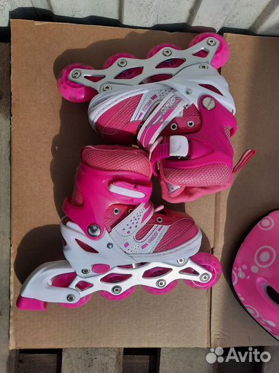 Ролики раздвижные розовые для девочки 31-34