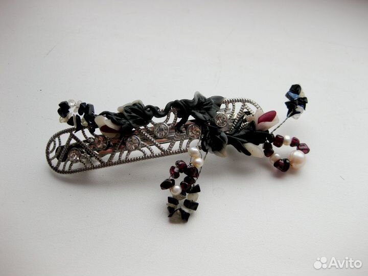 Заколка ручной работы из полимерной глины