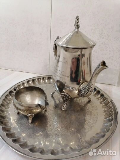 Винтажный кофейный комплект, глубокое серебрение