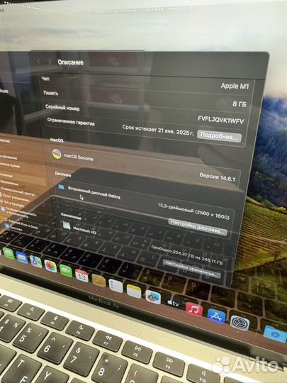 MacBook Air 13 M1 8gb 256gb Ростест 2024 год