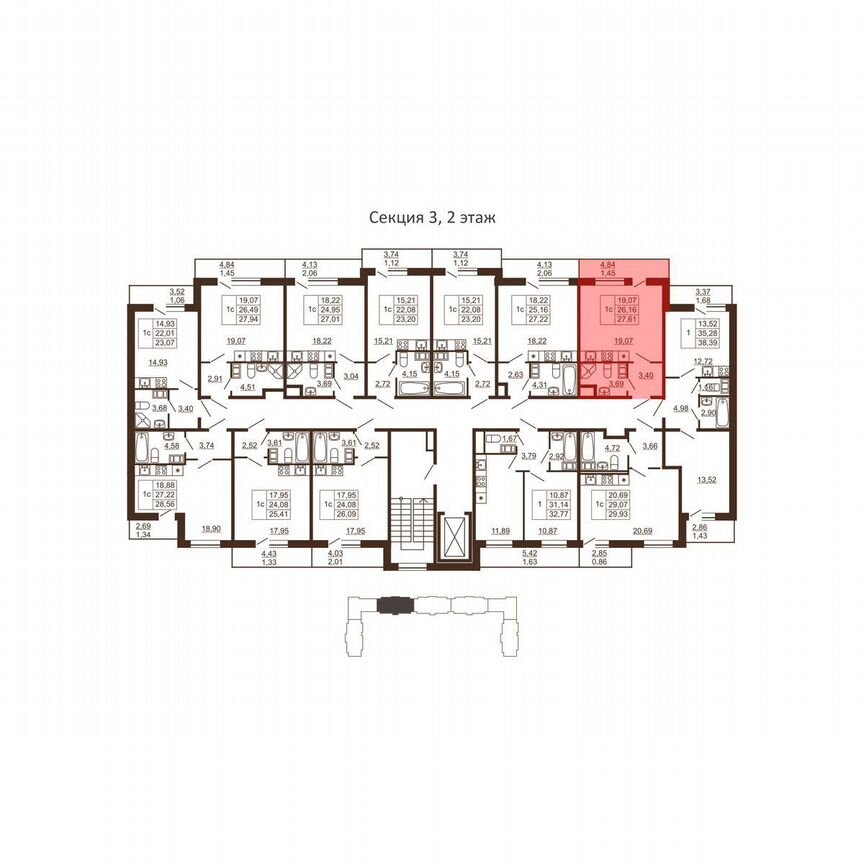 Квартира-студия, 27,6 м², 6/6 эт.