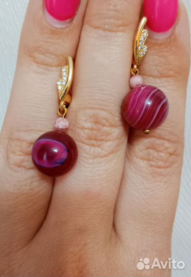 Серьги из натурального агата