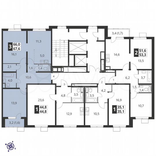 3-к. квартира, 66,9 м², 5/23 эт.