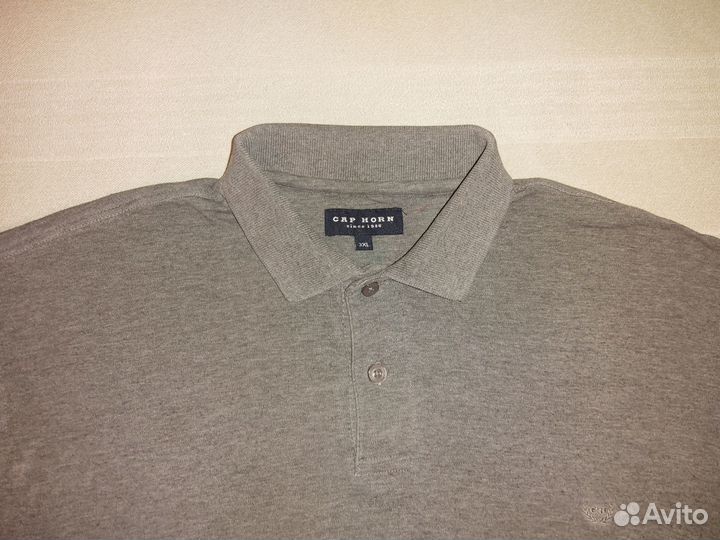 Поло однотонный с длинным рукавом. 3XL