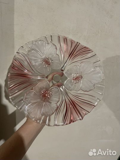 Ваза для фруктов цветное стекло СССР