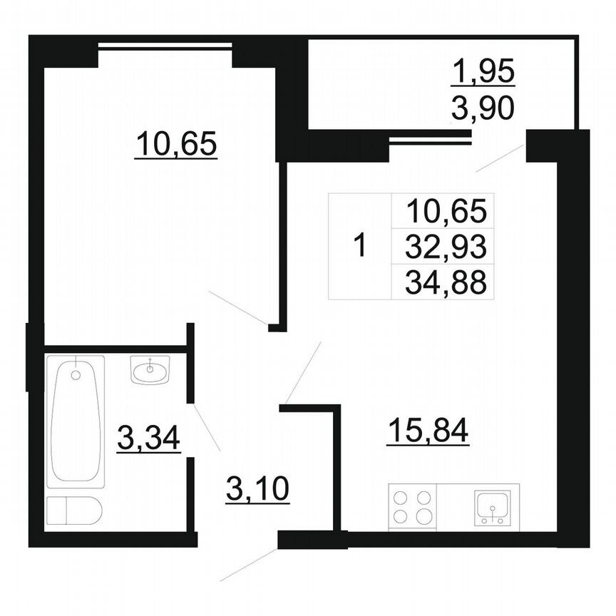 1-к. квартира, 34,9 м², 2/11 эт.
