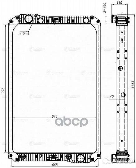 LRC15703 радиатор охлаждения алюм., 668x980x42