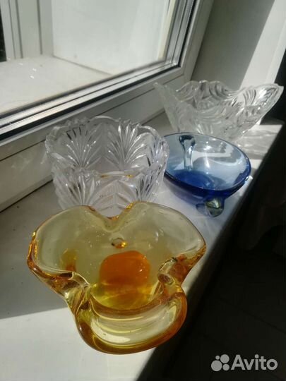 Конфетница цветное стекло СССР