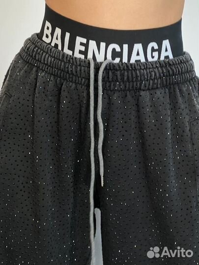 Брюки balenciaga в стразах