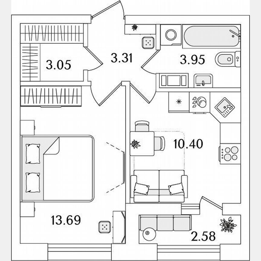 1-к. квартира, 35,7 м², 5/14 эт.