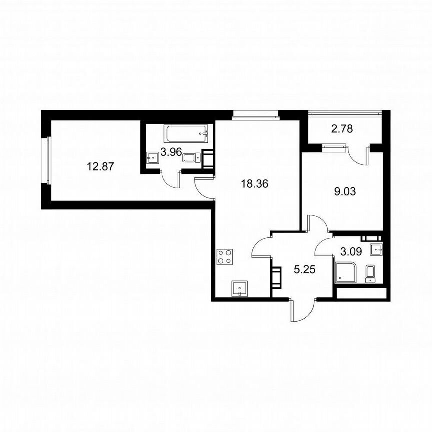2-к. квартира, 54 м², 9/9 эт.