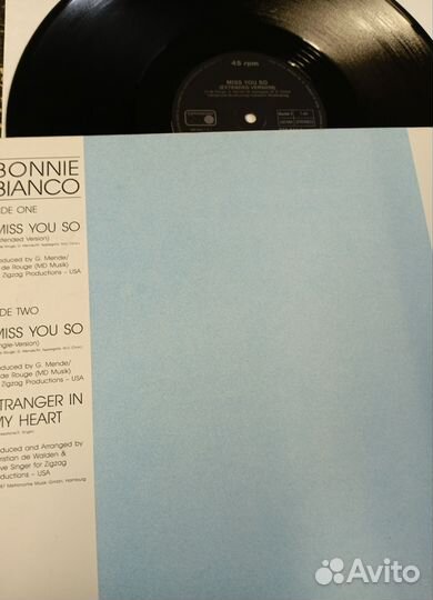 Bonnie Bianco Miss You So single винил 1987