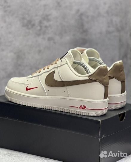 Кроссовки Nike Air Force 1 White Brown (Арт.87223)