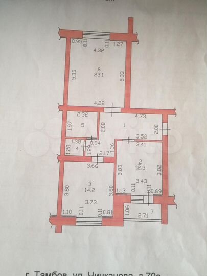 2-к. квартира, 69,4 м², 4/6 эт.
