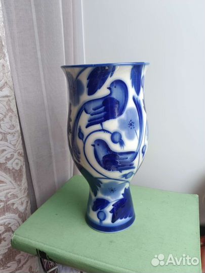 Ваза Городецкий Трясогузка лфз кобальт 24 см