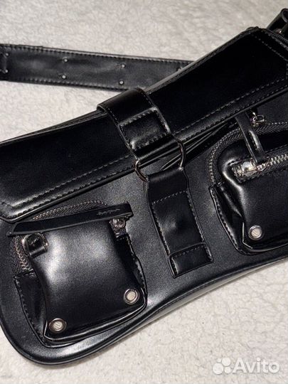 Сумка багет кожаная y2k