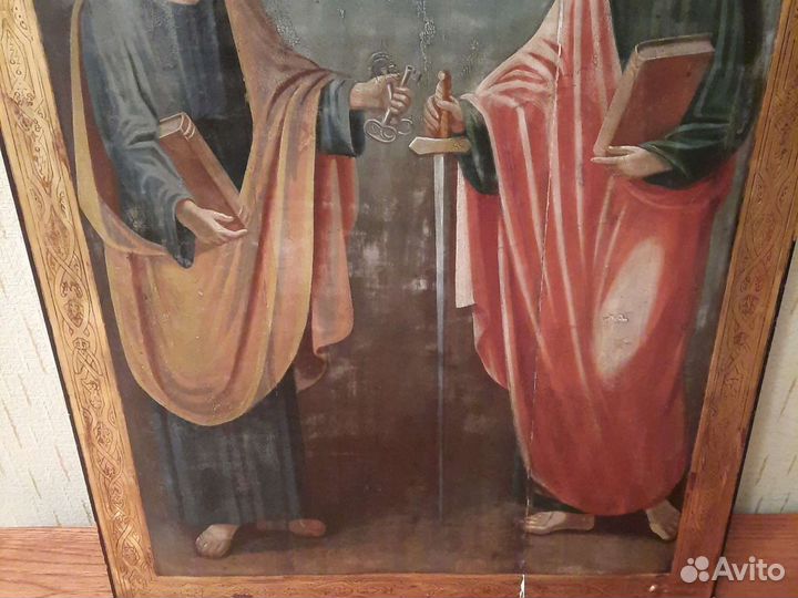 Апостолы Петр и Павел, большая икона 19 век, 71*52