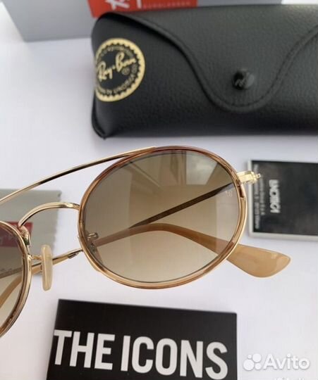 Очки ray ban oval Double Bridge коричневые