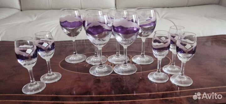 Набор рюмок 11шт и фужеров 5шт. Без сколов