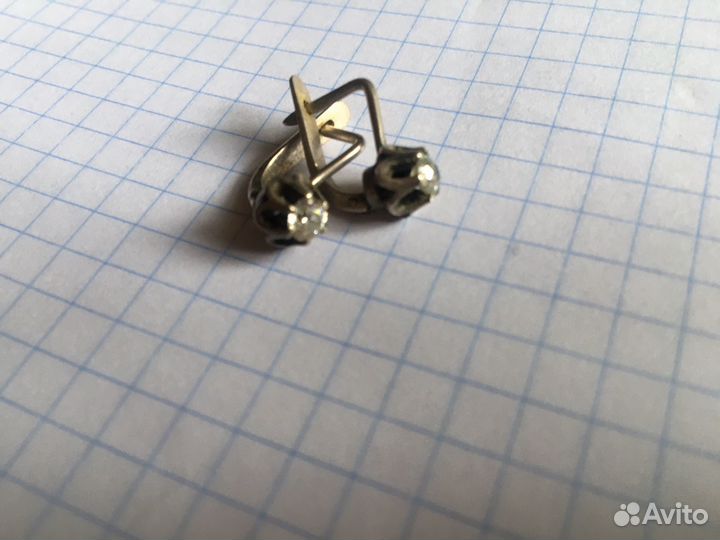 Серьги серебро СССР феонит