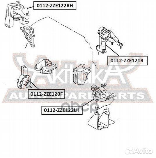 Подушка двигателя правая 0112-ZZE122RH asva