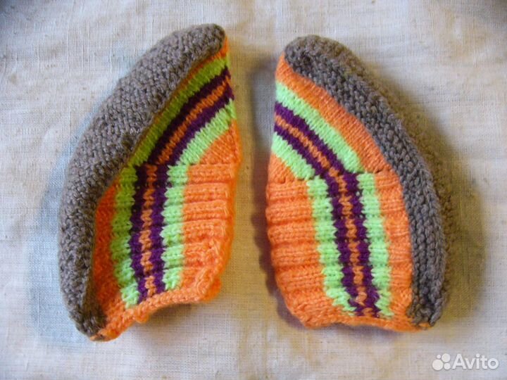 Новые вязанные шерстяные тапочки ручной работы