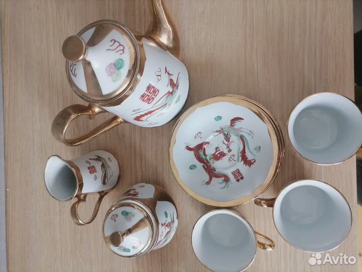 Китайский чайный сервиз дракон и феникс 1993