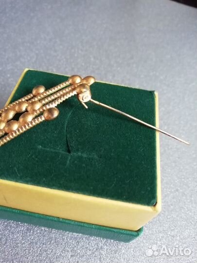 Брошь винтажная Фибула СССР Позолота Клеймо Штамп