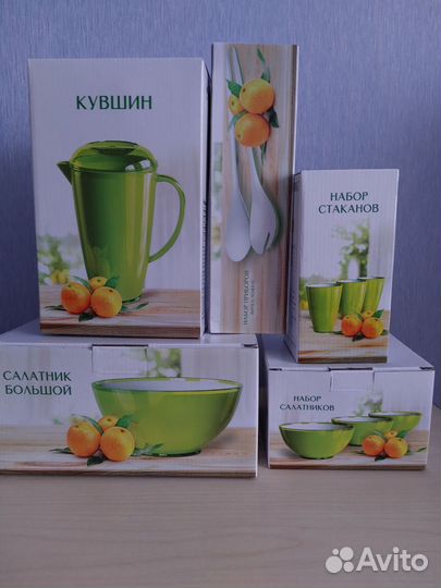 Набор посуды,из акрила,новый,кувшин,салатники,стак