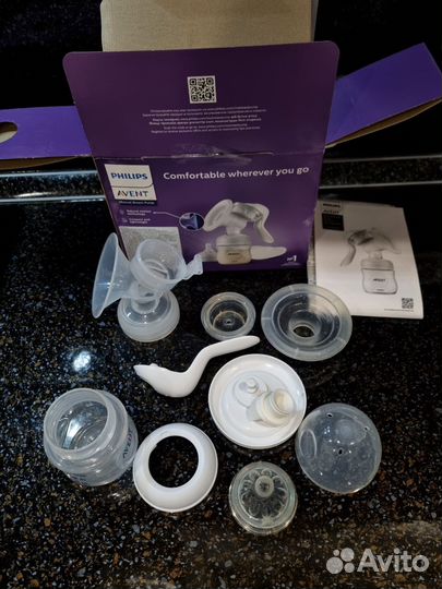 Молокоотсос Avent ручной + бутылочка 0+ комплект