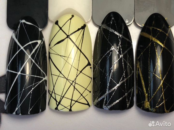 Гель краска SH-Паутинка черн, бел,крас,зол,серебро