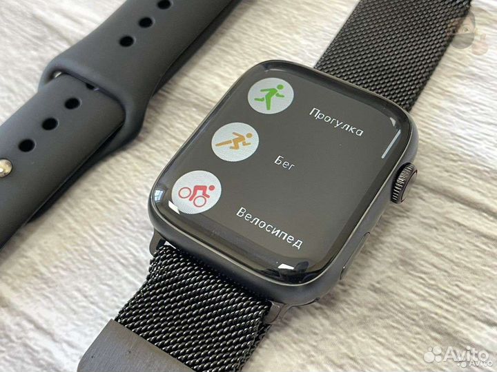 Apple Watch 7 space gray (безрамочные) 2 ремешка